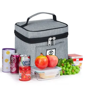 Isolierte Lunch-Tasche für Männer Frauen Erwachsene Große Lunchbox mit zwei Fächern Wieder verwendbarer Lunchbox-Kühler für ein Picknick im Büro