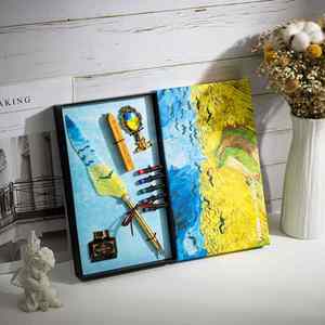 Ensemble de stylos à bille créatifs de style peinture à l'huile européenne et américaine, en métal, encre noire 0,5 mm, cadeau d'anniversaire - Product Image 1