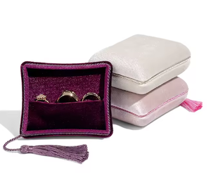 Wholesale EleQueen Modern Luxury Velvet Jewelry <b>Box</b> Ring Holder Bracelet <b>Box</b> Custom Logo Packaging with Tassel - Product Image 5