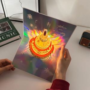 Tarjeta de Felicitación 3D con Diseño de Pastel de Navidad Colorido, Escultura de Papel de Alta Calidad, Plegable, para Regalo - Product Image 3