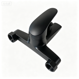Robinet <span class=keywords><strong>de</strong></span> <span class=keywords><strong>douche</strong></span> mural classique en laiton et céramique, design noir mat, avec poignée unique et <span class=keywords><strong>curseur</strong></span>, ensemble <span class=keywords><strong>de</strong></span> mélangeur trois fonctions - Product Image 2