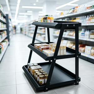 Estante Metálica Leve de Face Única para Mercearia, Expositor de Varejo para Cestas de Compras de Supermercado, Preço de Atacado Personalizável - Product Image 5