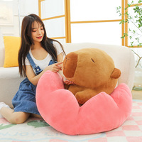 Peluches Capybara Fleur de Lotus, Jouets en Peluche Mignons et Doux, Animaux en Peluche Capybara de Dessin Animé, Poupées en Peluche Super Douces avec Rembourrage en Coton PP, Cadeau