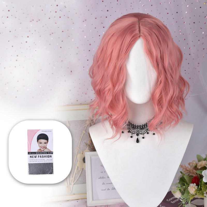 Boucles de laine rose avec raie au milieu