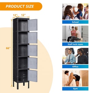 Tủ khóa thép 66 inch thương mại với 5 cửa có thể khóa và kệ có thể điều chỉnh được chứng nhận CE để lưu trữ số lượng lớn tủ quần áo - Product Image 3