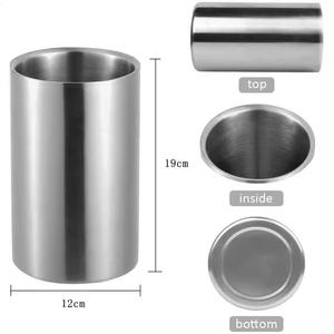 ถังน้ำแข็งสแตนเลสสองชั้นทรงตรง สำหรับเก็บไวน์แดงและแชมเปญ ถังเบียร์สำหรับ KTV ถังแช่ไวน์และเครื่องดื่มสำหรับบ้านและบาร์ - Product Image 4