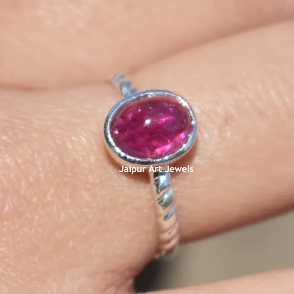 Amazing Custom Jewelry Solid 925 Sterling Silver Natural Tourmaline Pink Gemstone Ring Factory Wholesale Supplier Jewelry