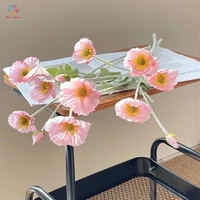 Bunga Poppy Plastik Buatan - Realistis Anti-Bakteri Ringan untuk Dekorasi Rumah & Hotel Gaya Simulasi