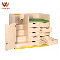 Table à langer Montessori en bois avec armoire de rangement pour crèche, garderie, station de soins pour bébés, mobilier de maternelle