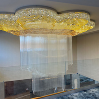 Lustre en cristal de verre surdimensionné à motif floral, luminaire LED sur mesure pour hall d'hôtel et projets commerciaux