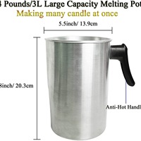 Pot à cire en aluminium 3L 4LB, type pichet à double fond, pour la fabrication de bougies