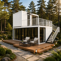 Villa conteneur Apple Cabin à deux étages avec terrasse panoramique sur le toit, escalier extérieur, maison modulaire préfabriquée, complexe de villégiature de luxe