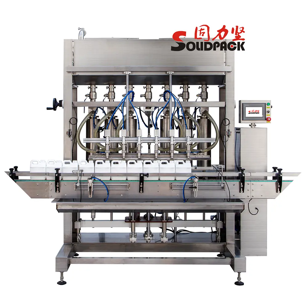 Solidpack Dầu Động Cơ Tự Động Hoàn Toàn 6 Đầu Động Cơ Servo Filler Dầu Bôi Trơn Canning Line Thiết Bị