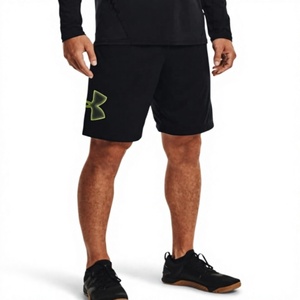 Shorts Bermuda noirs pour homme avec logo vert, séchage rapide, taille élastique, vêtements de sport décontractés - Product Image 1