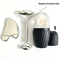 Nouvel ensemble de 3 rouleaux de massage pour les yeux à double tête, rouleau de glace pour le visage et ensemble Gua Sha en acier inoxydable, outil de massage facial Gua Sha pour la beauté