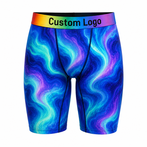 WLW Queer Holographic Swirl Long Leg Boyshort Flat Seam Stretch Breathable Custom Rainbow Logo OEM ODM Wholesale Underwear - Product Image 1