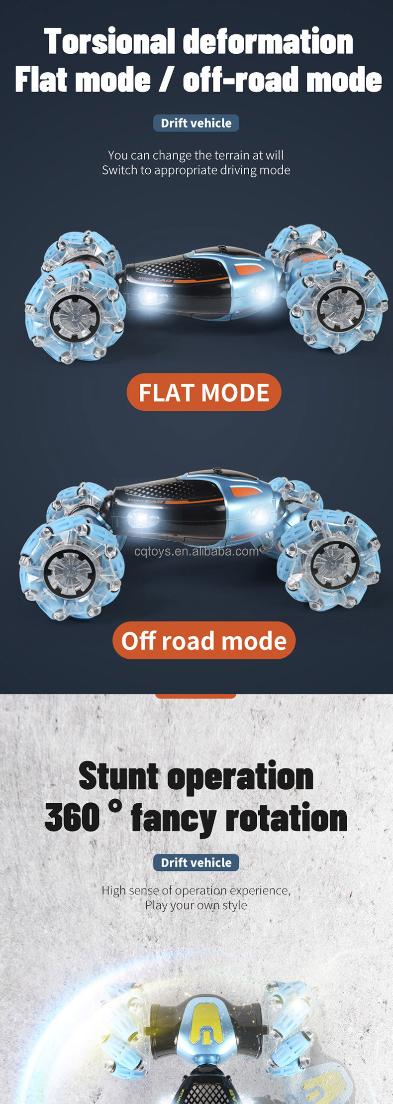 High Quality 2.4G Double Side 4X4 Rc Stunt Car Kids Radio Control Toys Watch Hand Motion Gesture Sensor Car With Music And Light