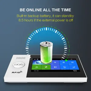 PGST Tuya Wifi GSM système d'alarme de sécurité domestique anti-cambriolage, Kit d'alarme de batterie de 1000mha Tuya Smart Life avec commande vocale