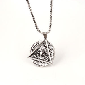 ヴィンテージステンレススチールチェーンシルバー自分を信じてアイペンダントターコイズ合金ネックレスNA012 - Product Image 1