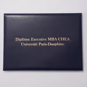 Özel Logo A4 boy deri sertifika tutucu klasör 8.5*11 inç derece Diploma tutucu kapağı
