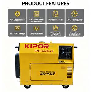 Generador Diésel Silencioso Kipor de 8Kva, Mini Compacto con Cubierta Insonorizada, para Pequeños Cafés, Tiendas en el <span class=keywords><strong>Centro</strong></span> de la Ciudad, Fuente de Energía de Emergencia - Product Image 1