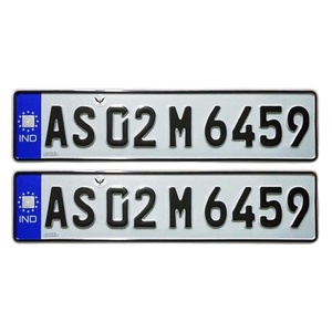 Plaques <span class=keywords><strong>d</strong></span>'<span class=keywords><strong>immatriculation</strong></span> réfléchissantes en aluminium anti-contrefaçon indiennes personnalisées, finition brillante/noir chromé pour la <span class=keywords><strong>d</strong></span>écoration des voitures - Product Image 3