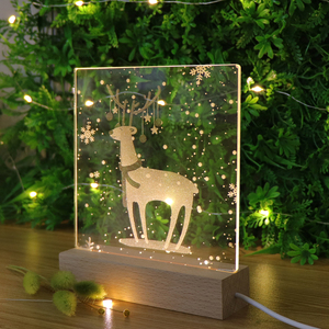 Classique Noël Elk Motif LED Acrylique Veilleuse USB Base En Bois Lampe <span class=keywords><strong>De</strong></span> Chevet pour Enfants Cadeaux <span class=keywords><strong>De</strong></span> Noël - Product Image 4
