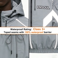 Ensemble de survêtement personnalisé pour homme : veste coupe-vent en polyester imperméable et réfléchissante avec fermeture éclair et pantalon, broderie et coutures thermosoudées