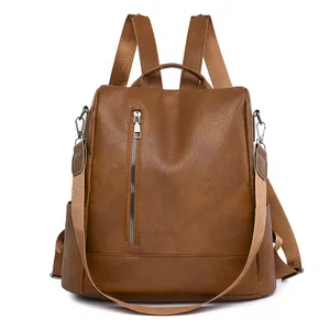 Hochwertiger weiblicher Vintage-Rucksack für Mädchen Schult asche Reise rucksack Damen rucksack Anti-Diebstahl Frauen Pu Leder rucksack