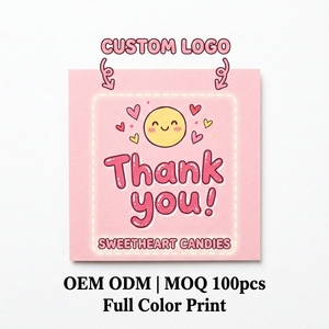 Biglietti di ringraziamento rosa Kawaii con design a cartoni animati, <span class=keywords><strong>stampa</strong></span> personalizzata del logo, per matrimoni, compleanni, regali aziendali, cancelleria OEM - Product Image 3