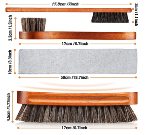 Kit Spazzola per Lucidatura Scarpe in Crine di Cavallo, Strumenti di Pulizia in Legno con Setole Morbide, Panno in Microfibra e Applicatori per Lucidatura per Stivali in Pelle e Camoscio - Product Image 3