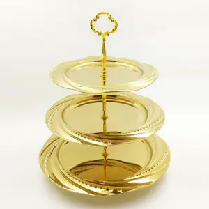3 tier dessert tray candy dish stainless cake plate stand sugar christmas dry fruit plates