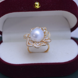Bague en argent S925 faite à la main à Zhuji Danshui, ensemble complet de perles rondes blanches de 11-12 mm, forte luminosité, faibles défauts, bijoux en gros - Product Image 2