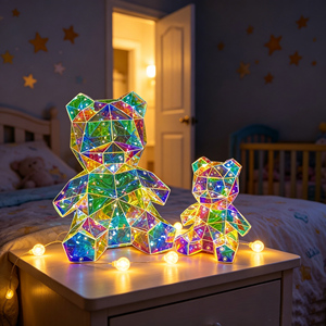 Ours en peluche holographique LED personnalisé contrôlé par USB, cadeaux écologiques, effet cristal 3D, décor artisanal irisé - Product Image 1