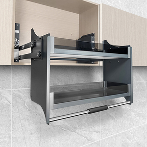 Kitchen Cabinet Glass Liftable <b>Storage</b> <b>Basket</b> with Upper/Lower Buffer Opening Function and Hardware Doors - Product Image 3