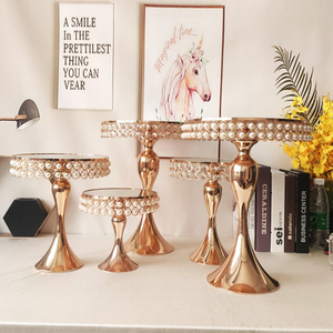 उच्च 2 स्तरीय मोती शादी की लक्जरी गोल्डन जन्मदिन केक बेस - Product Image 5