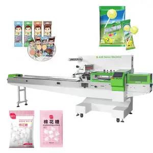 Industriële Handel Handleiding Harde Bal Stok Katoen Count Wrap Kussen Flow Tas Lolly Verpakking Machine Voor Snoep