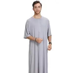 Y-3 Groothandel Zomer Abaya Dubai 2024 Korte Mouw Traditionele Moslimkleding Kalkoen Ramadan Bescheiden Jurk Voor Mannen