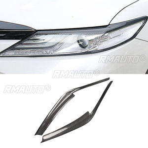 1 paire de couvre-phares en fibre de carbone véritable pour Toyota Camry 2018 2019, autocollants pour phares, garnitures de phares - Product Image 1