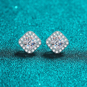 Luxury Moissanite <b>Stud</b> 1ct 2ct 925 Sterling Silver <b>Men</b> Women Jewelry Flower Cluster Halo Diamond <b>Earrings</b> With GRA Certificate - Product Image 3