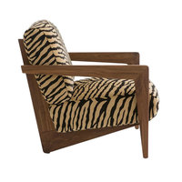 Fauteuil d'appoint moderne italien en tissu durable à imprimé animal, fauteuil individuel de luxe à motif zèbre, canapé de loisirs pour la maison et le bureau