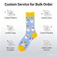 Chaussettes en coton jacquard unisexes pour Noël, motif bonhomme de neige, chaussettes de mode pour les fêtes, motif personnalisé OEM, logo