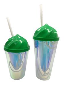 OEM Logo riutilizzabile 14oz 420ml <span class=keywords><strong>Aurora</strong></span> tazza lucida singola parete tazza da caffè con coperchio senza BPA paglia Eco plastica Glitter tazza - Product Image 3