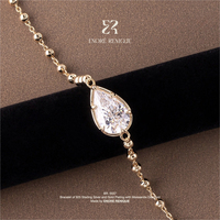 Bracelet en Moissanite 3 carats taille Poire serti griffes, en Argent 925 plaqué Or 14K, couleur D VVS1, Bijoux pour Femme