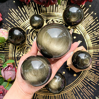 Sphère d'obsidienne chatoyante naturelle or et argent, boule de cristal d'obsidienne chatoyante, sphère de pierre précieuse de guérison pour la décoration intérieure
