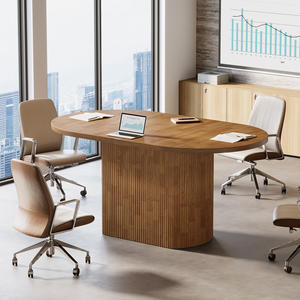 Table <span class=keywords><strong>de</strong></span> conférence ovale Tribesigns <span class=keywords><strong>de</strong></span> 47,24 pouces pour <span class=keywords><strong>4</strong></span> personnes, table <span class=keywords><strong>de</strong></span> réunion en bois rustique avec base polygonale, petit bureau - Product Image 5