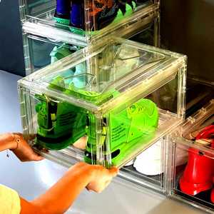 Boîte de rangement <span class=keywords><strong>transparente</strong></span> pliable pour chaussures, nouvelle collection, bon marché, en plastique, empilables, côté et avant, - Product Image 3