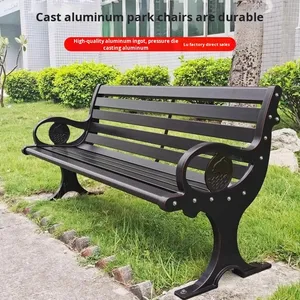 كرسي حديقة من الخشب الصلب على الطراز الحديث ، مقعد خارجي مضاد للتآكل من الألومنيوم المصبوب ، فناء ترفيهي ، مقعد مقعد مقعد مقعد من سبائك الخشب - Product Image 1