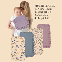 Lot de 4 lingettes d'épaule en mousseline 100 % coton, motif floral estival, absorbantes et douces, 4 couches, pour bébé