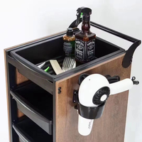 Chariot de coiffure multifonctionnel à 6 niveaux en bois grainé, chariot à outils poussé à la main pour salons de beauté et barbiers